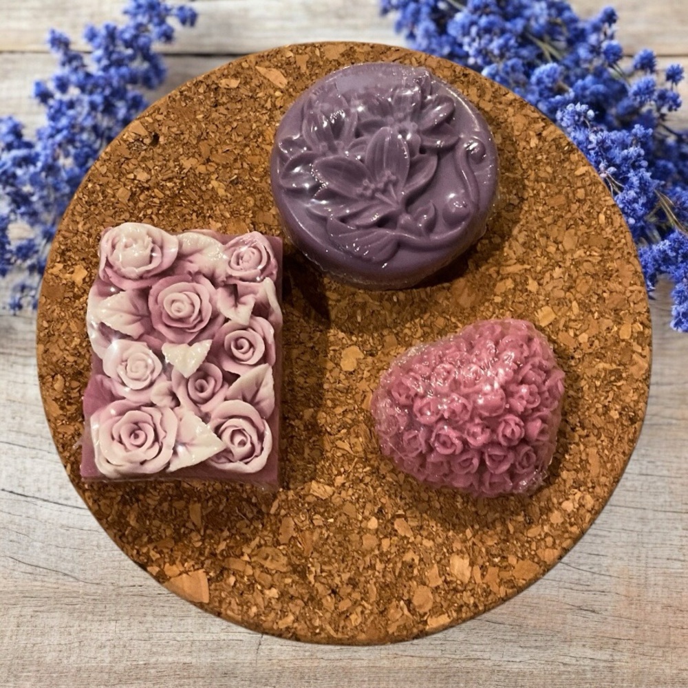 Purple and Pink Handcrafted Soap Set of 3